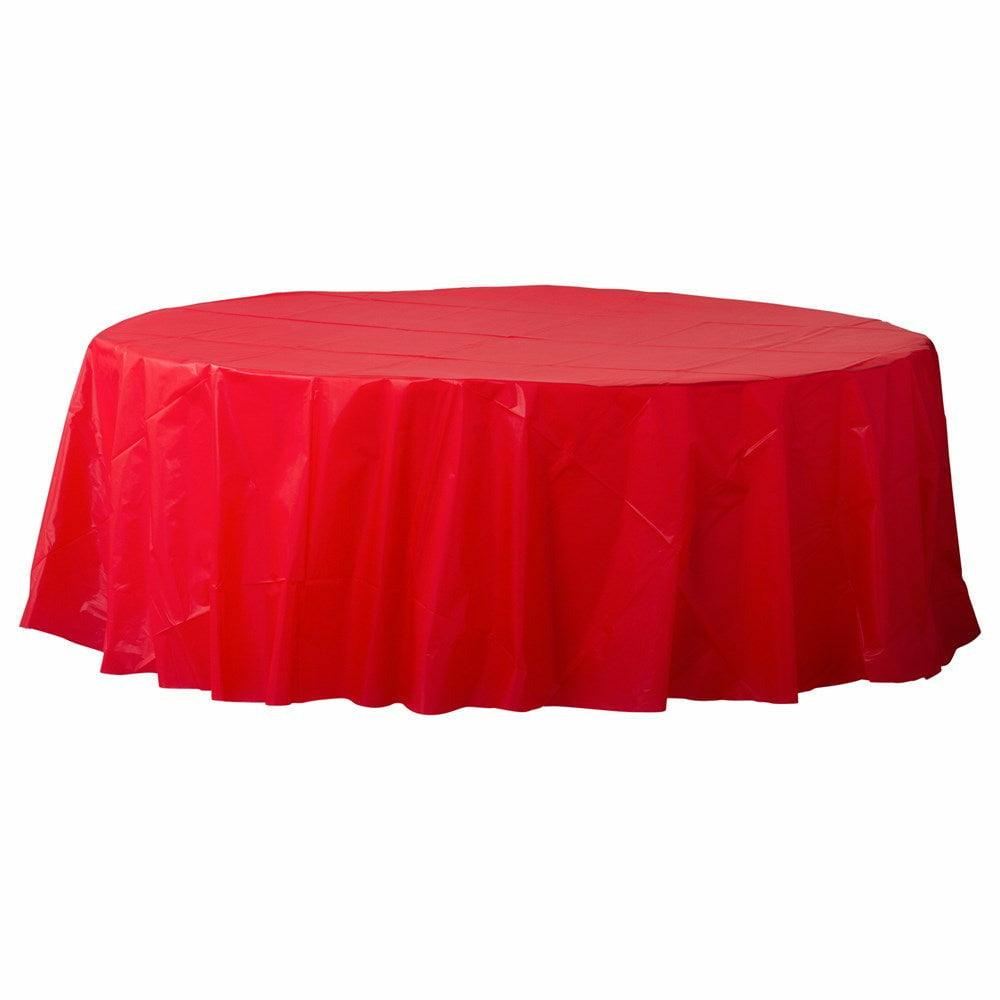 Round Plastic Tablecover 84In Apple Red - Toy World Inc