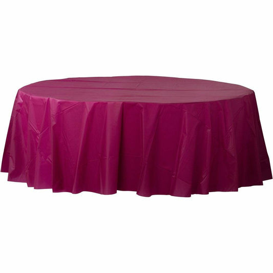 Round Plastic Tablecover 84In Berry - Toy World Inc