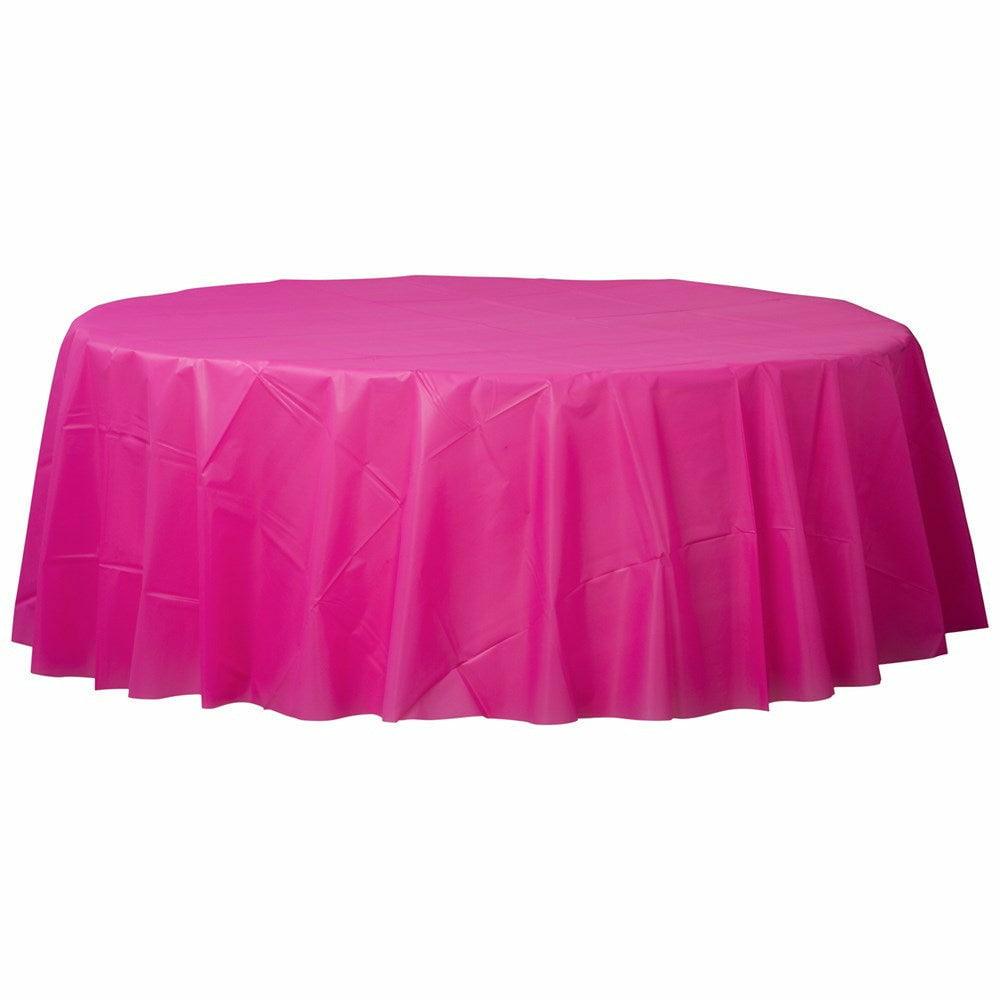 Round Plastic Tablecover 84In Bright Pink - Toy World Inc