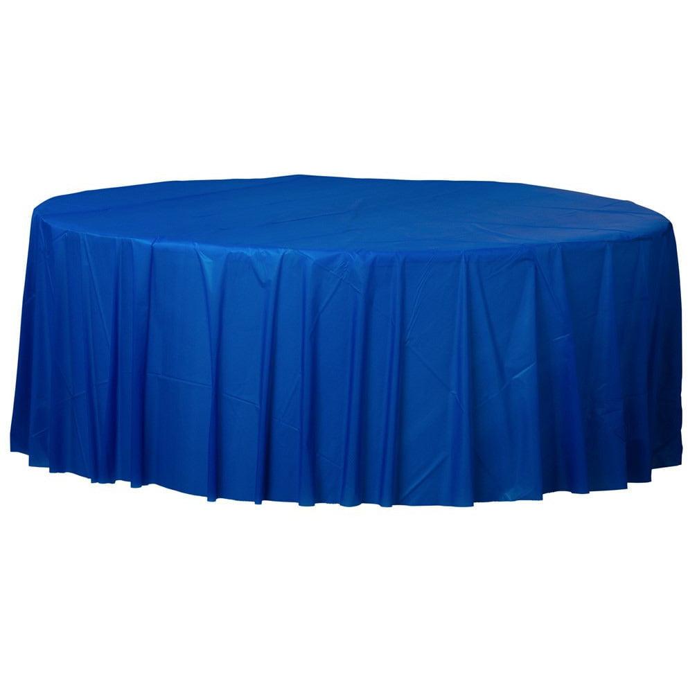 Round Plastic Tablecover 84In Bright Royal Blue - Toy World Inc