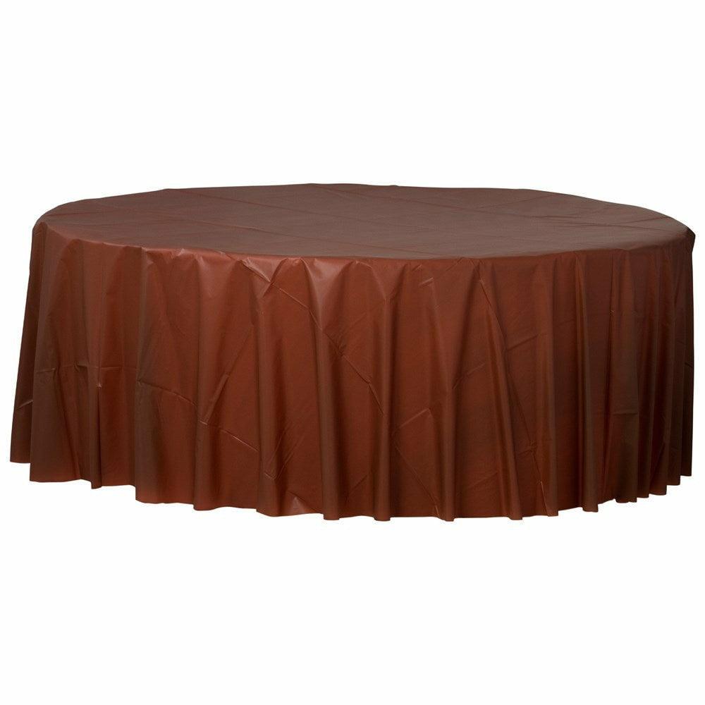 Round Plastic Tablecover 84In Brown - Toy World Inc