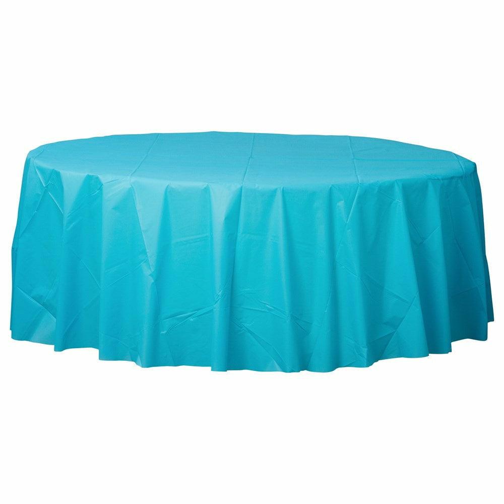 Round Plastic Tablecover 84In Caribbean Blue - Toy World Inc