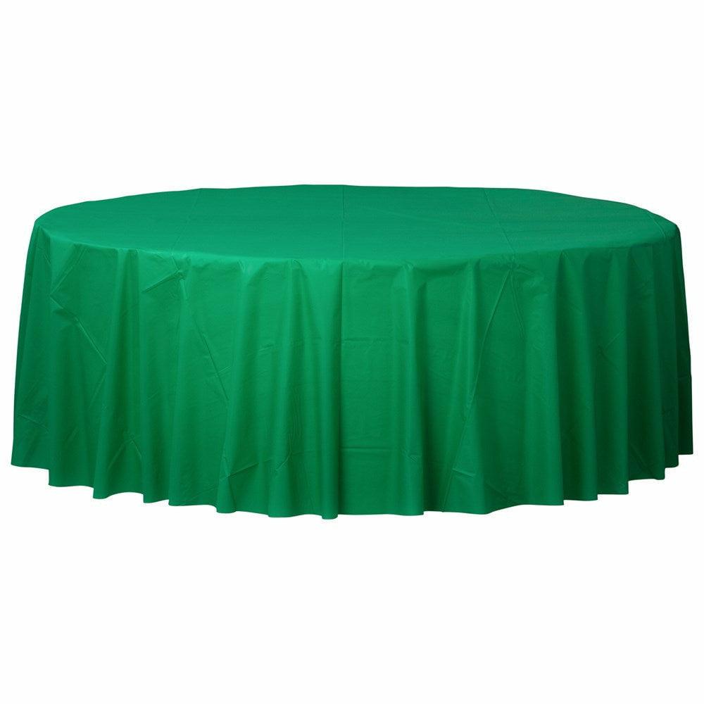 Round Plastic Tablecover 84In Festive Green - Toy World Inc