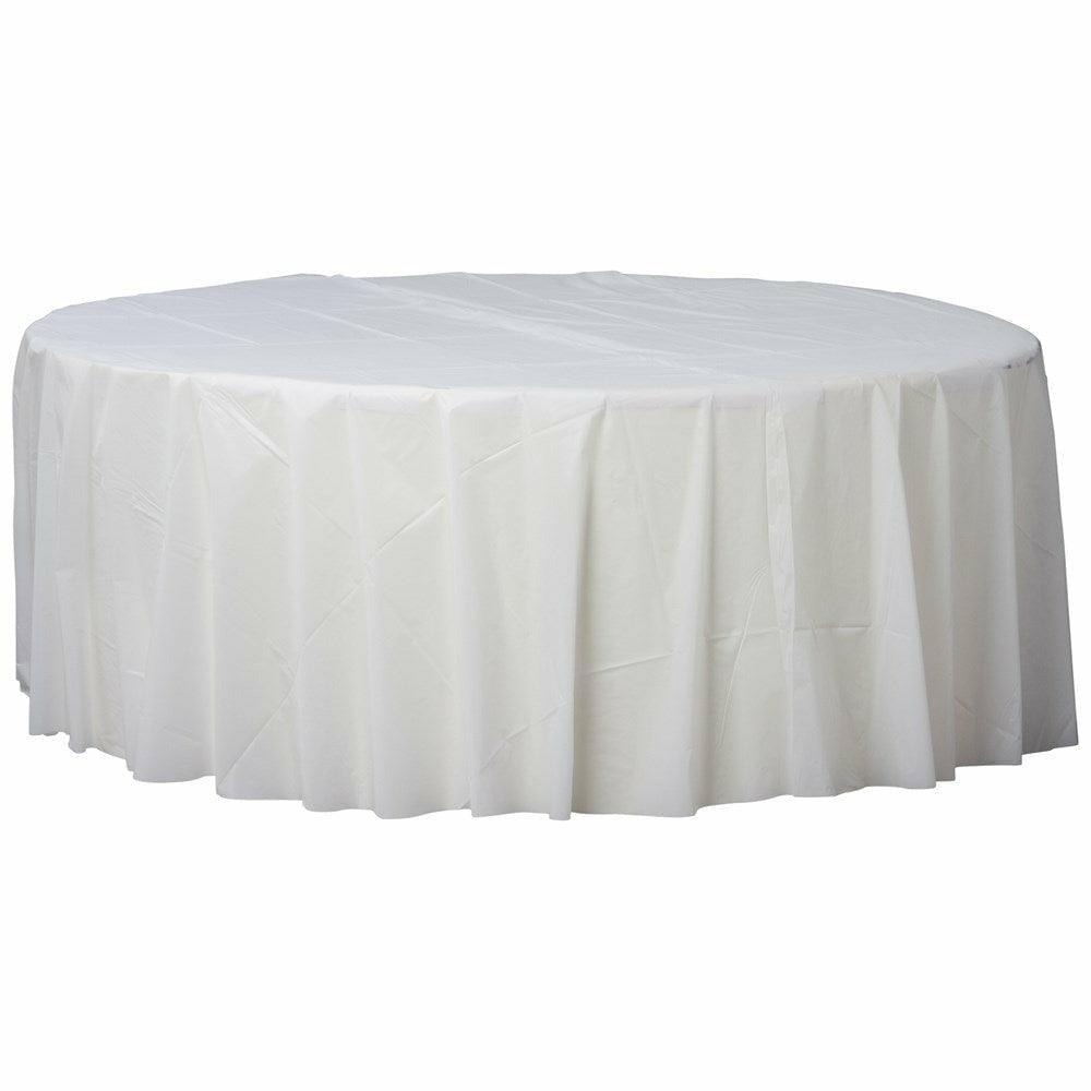 Round Plastic Tablecover 84In Frosty White - Toy World Inc