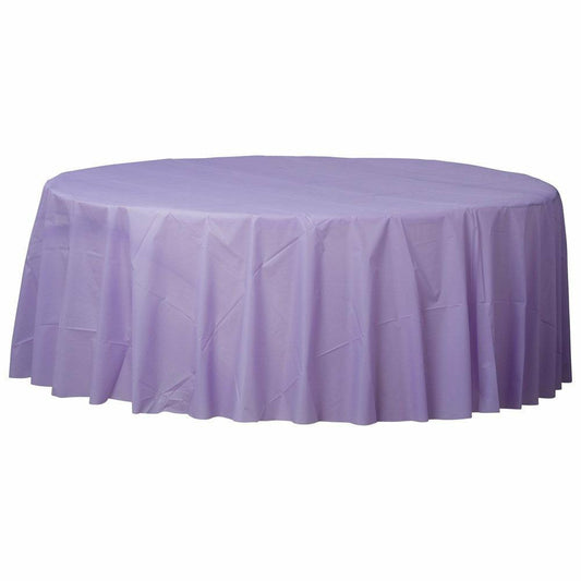 Round Plastic Tablecover 84In Lavender - Toy World Inc