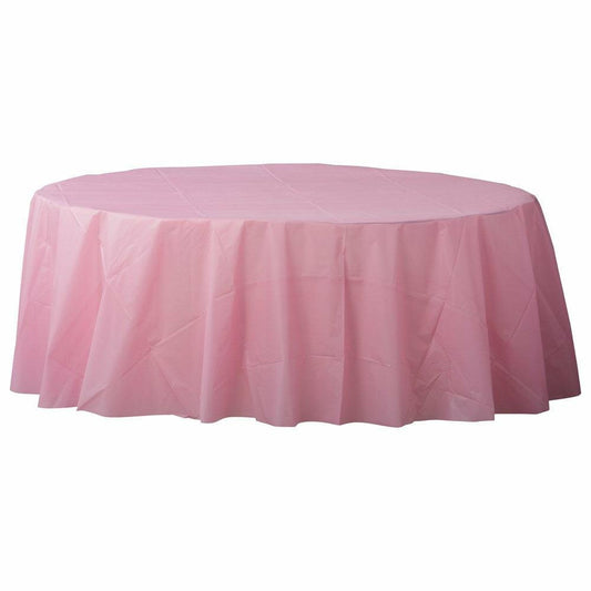 Round Plastic Tablecover 84In New Pink - Toy World Inc