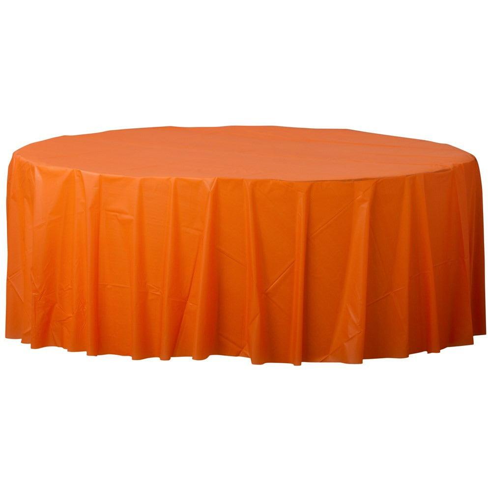 Round Plastic Tablecover 84In Orange Peel - Toy World Inc