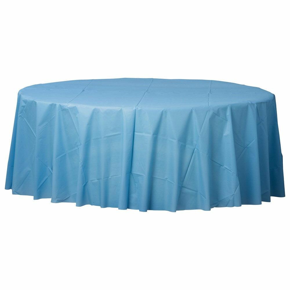 Round Plastic Tablecover 84In Pastel Blue - Toy World Inc