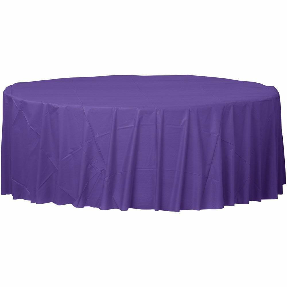 Round Plastic Tablecover 84In Purple - Toy World Inc