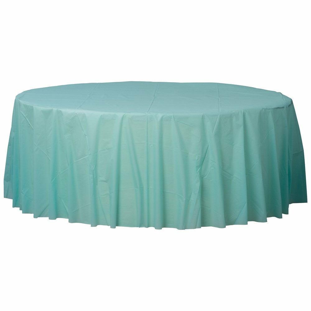 Round Plastic Tablecover 84In Robins Egg Blue - Toy World Inc