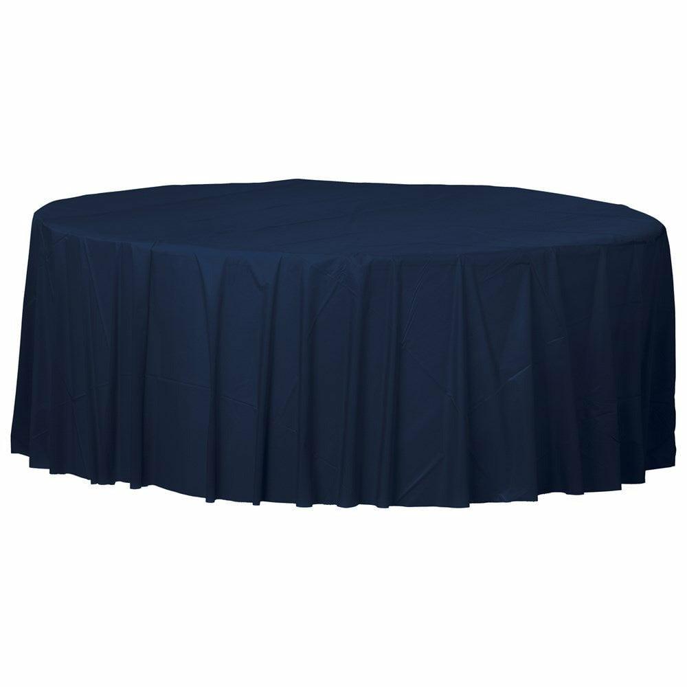 Round Plastic Tablecover 84In True Navy - Toy World Inc