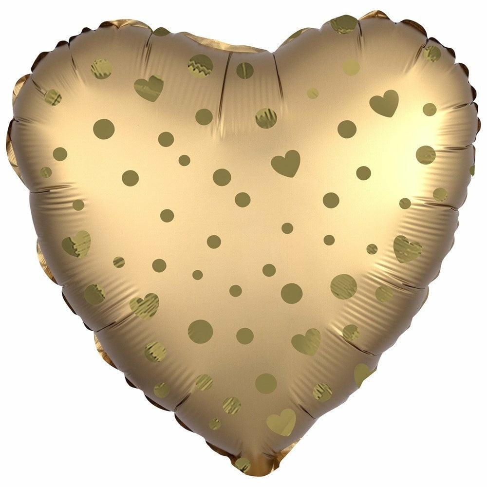 Satin Gold Heart Air Filled Foil Balloon - Toy World Inc