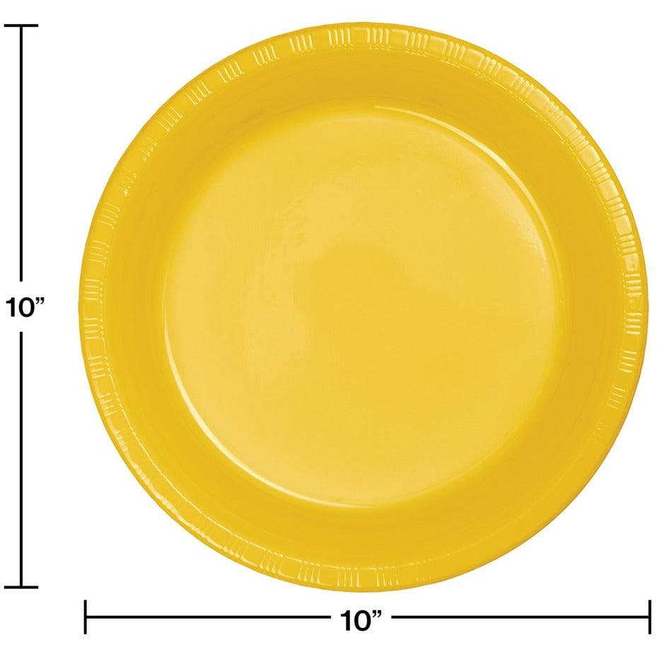 School Bus Yellow 10in Plastic Plate 20ct - Toy World Inc