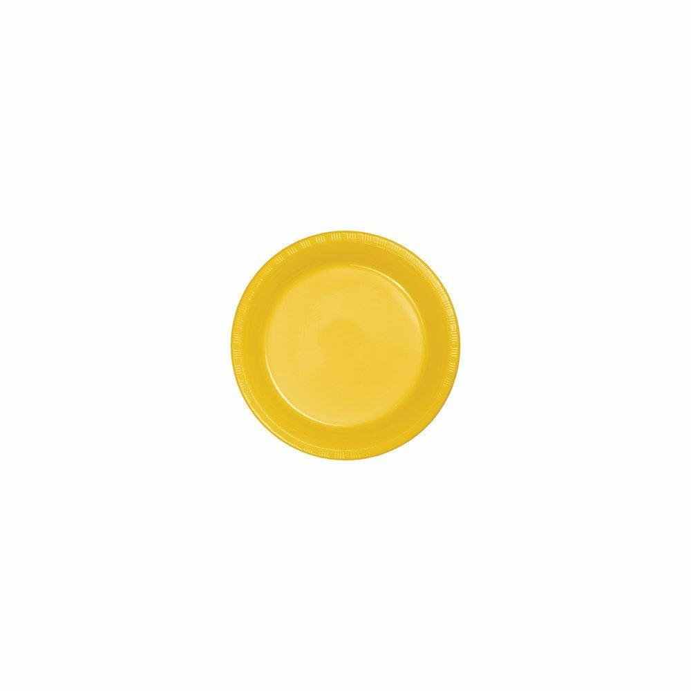School Bus Yellow 7in Plastic Plate 20ct - Toy World Inc