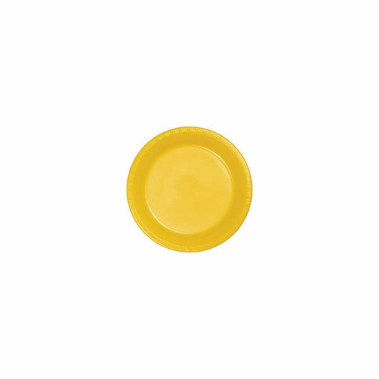 School Bus Yellow 7in Plastic Plate 20ct - Toy World Inc