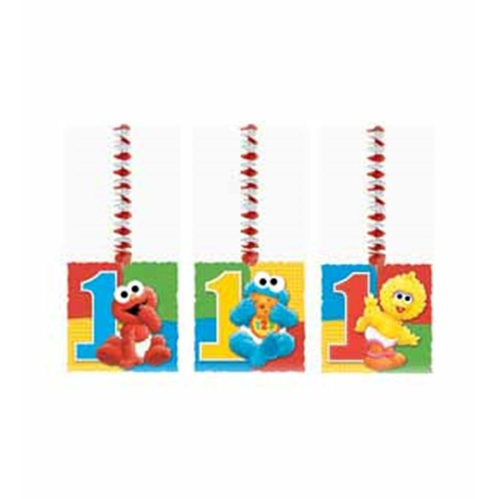 Sesame 1 St Birthday Danglers 3ct - Toy World Inc