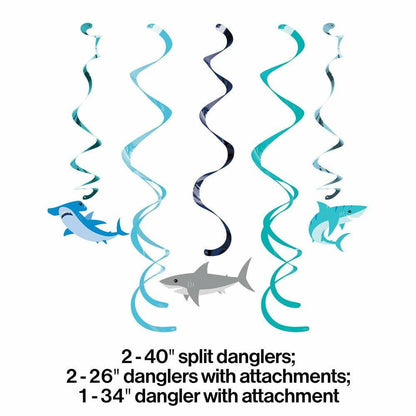 Shark Party Dizzy Danglers Assorted 5Ct - Toy World Inc