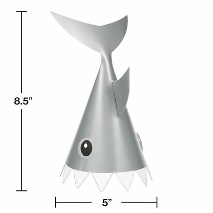 Shark Party Hat Child 8Ct - Toy World Inc