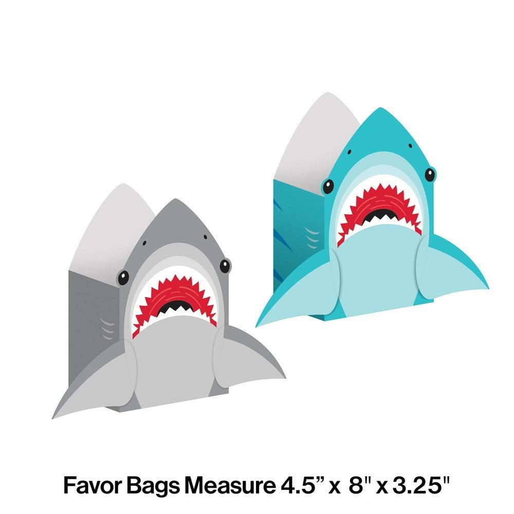 Shark Party Paper Treat Bag With Attachments 8Ct - Toy World Inc