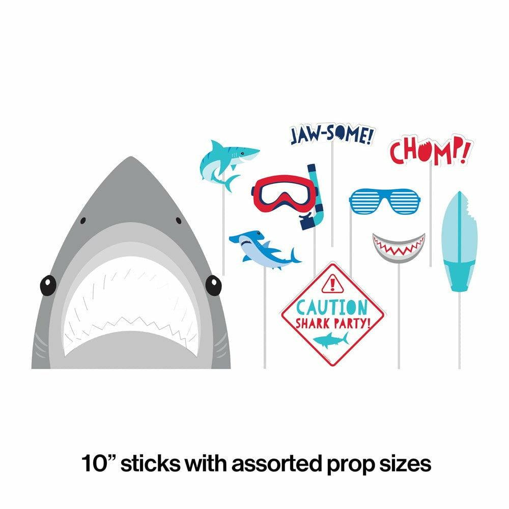 Shark Party Photo Booth Props 10Ct - Toy World Inc