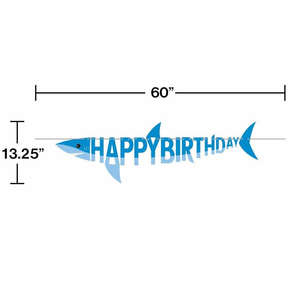 Shark Party Shaped Banner With Ribbon 1Ct - Toy World Inc