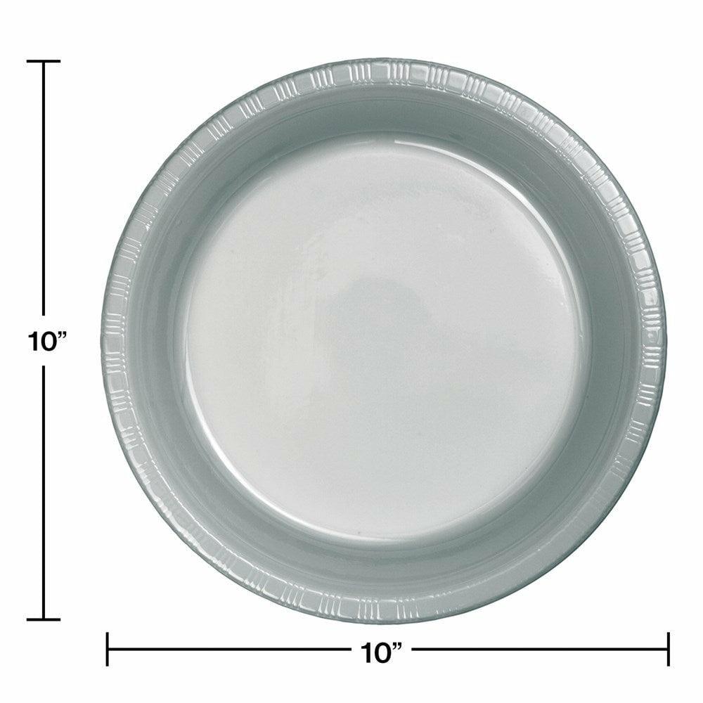 Shimmering Silver 10in Plastic Plate 20ct - Toy World Inc