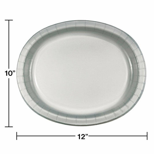 Shimmering Silver Oval Platter 10in x 12in 8ct - Toy World Inc