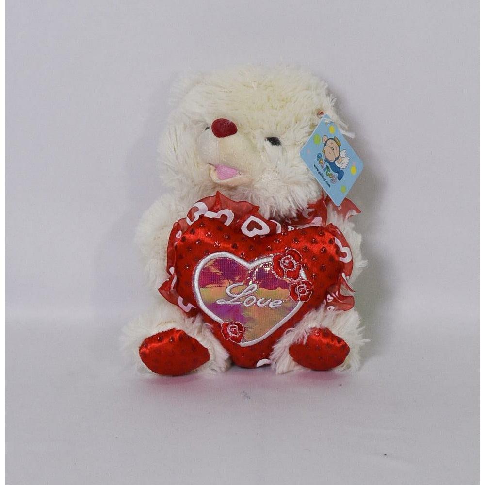 Smiling Bear w-Heart 8in - Toy World Inc