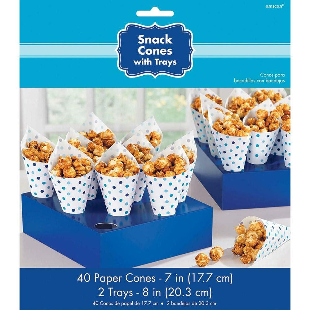 Snack Cones Tray 42ct - Blue - Toy World Inc