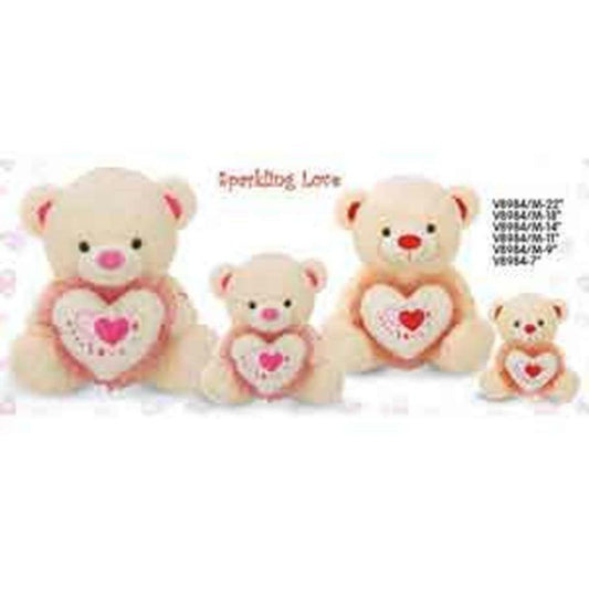 Sparkling Love Bear 9in w-M and Lt - Toy World Inc