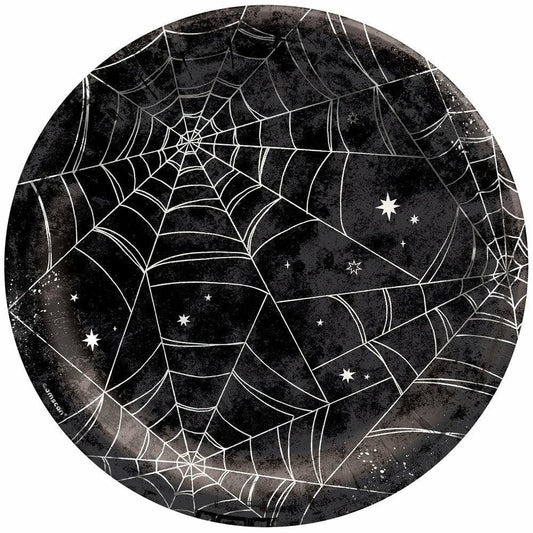 Spider Web Night 10in  Round Paper Plates 20ct - Toy World Inc