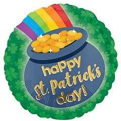 St. Patrick's Day Pot of Gold 18in Foil Balloon FLAT - Toy World Inc