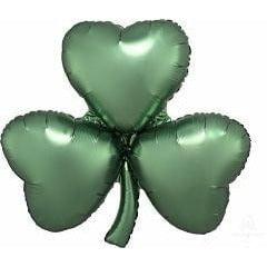 St. Patrick's Day Satin Emerald Shamrock 29in Foil Balloon FLAT - Toy World Inc