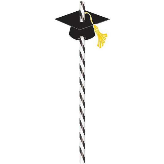 Straws with Grad Caps - Toy World Inc