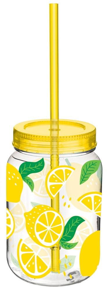 Summer Lemon Mason Cup with Straw 1ct - Toy World Inc