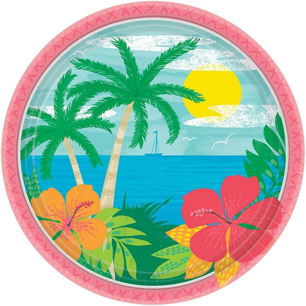 Summer Vibes 7in Paper Plates 60ct - Toy World Inc