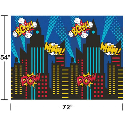 Superhero Party Photo Backdrop 1Ct - Toy World Inc