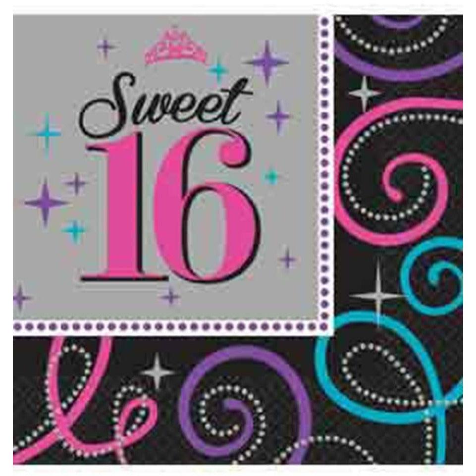 Sweet 16 Celebration Napkin (L) 16ct - Toy World Inc