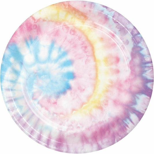 Tie Dye Party Dinner Plate 8Ct - Toy World Inc