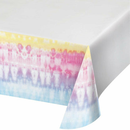 Tie Dye Party Paper Tablecover Border Print 54in X 102in 1Ct - Toy World Inc