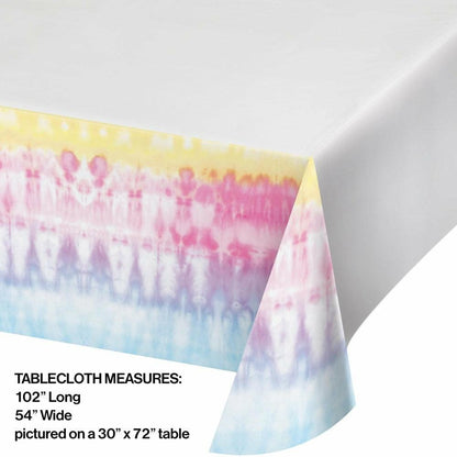 Tie Dye Party Paper Tablecover Border Print 54in X 102in 1Ct - Toy World Inc