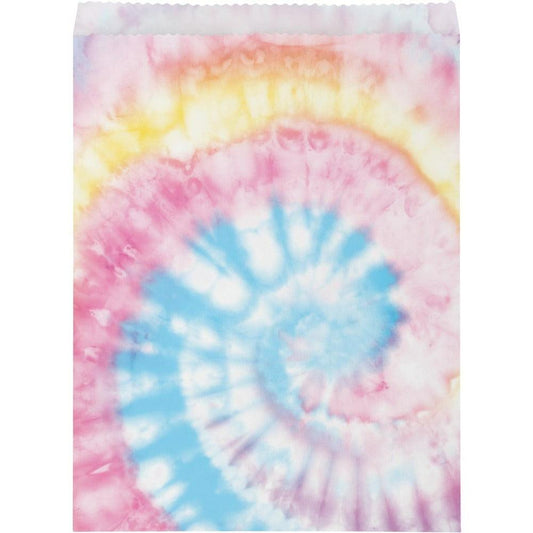 Tie Dye Party Paper Treat Bag Large 8Ct - Toy World Inc