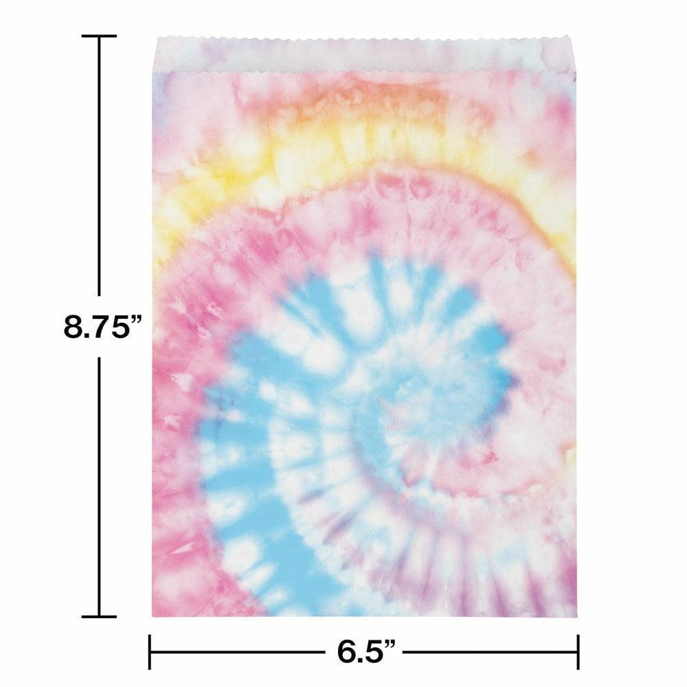 Tie Dye Party Paper Treat Bag Large 8Ct - Toy World Inc