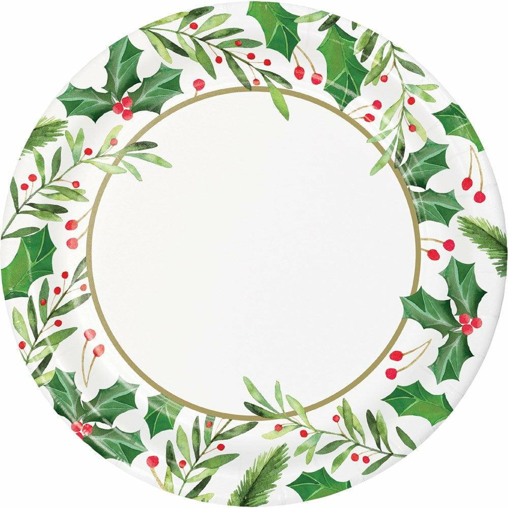 Traditional Holly Dinner Plate 8ct - Toy World Inc