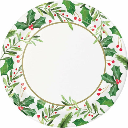Traditional Holly Dinner Plate 8ct - Toy World Inc