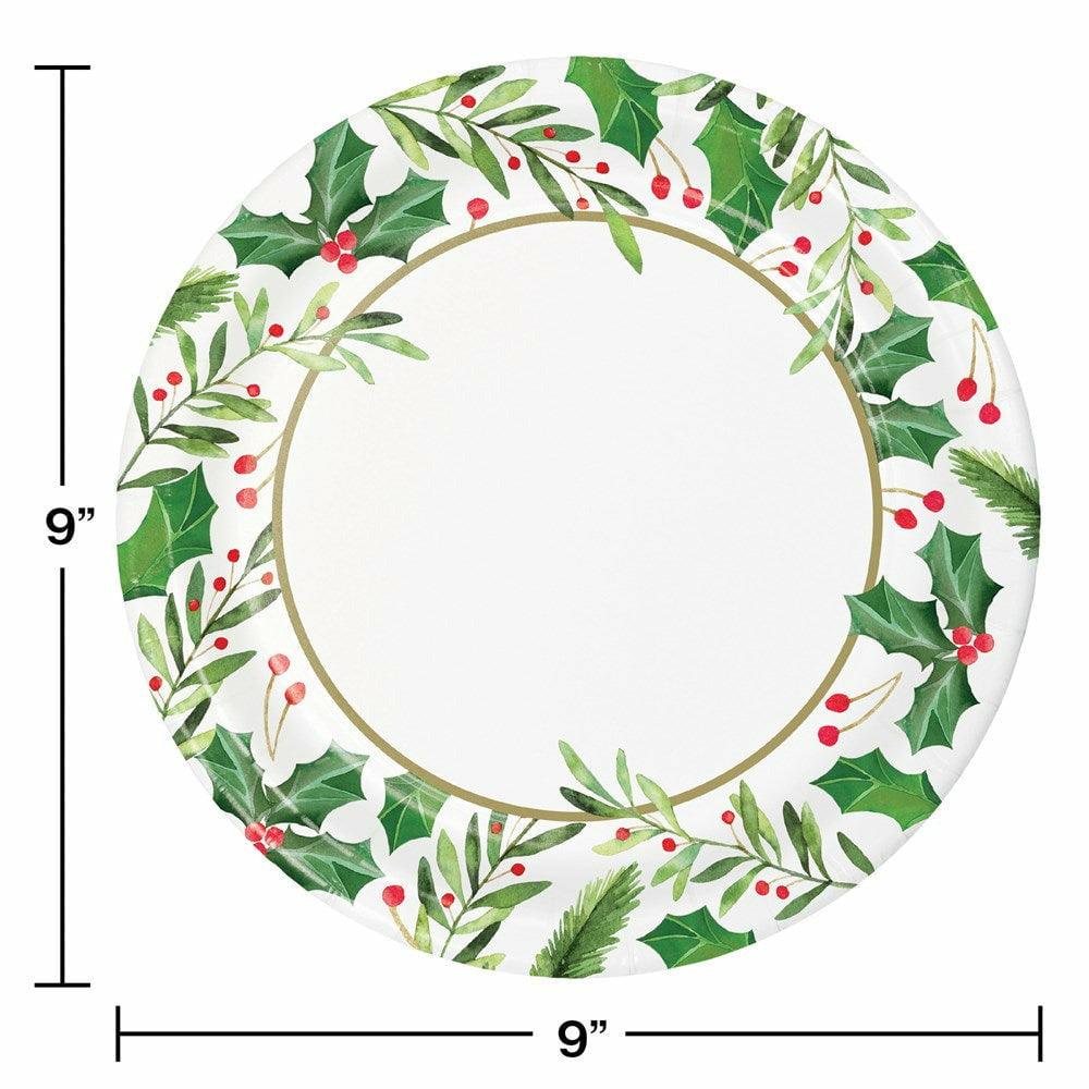 Traditional Holly Dinner Plate 8ct - Toy World Inc