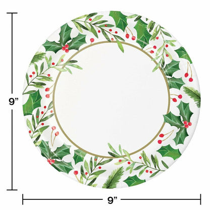 Traditional Holly Dinner Plate 8ct - Toy World Inc