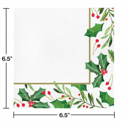 Traditional Holly Luncheon Napkin 16ct - Toy World Inc