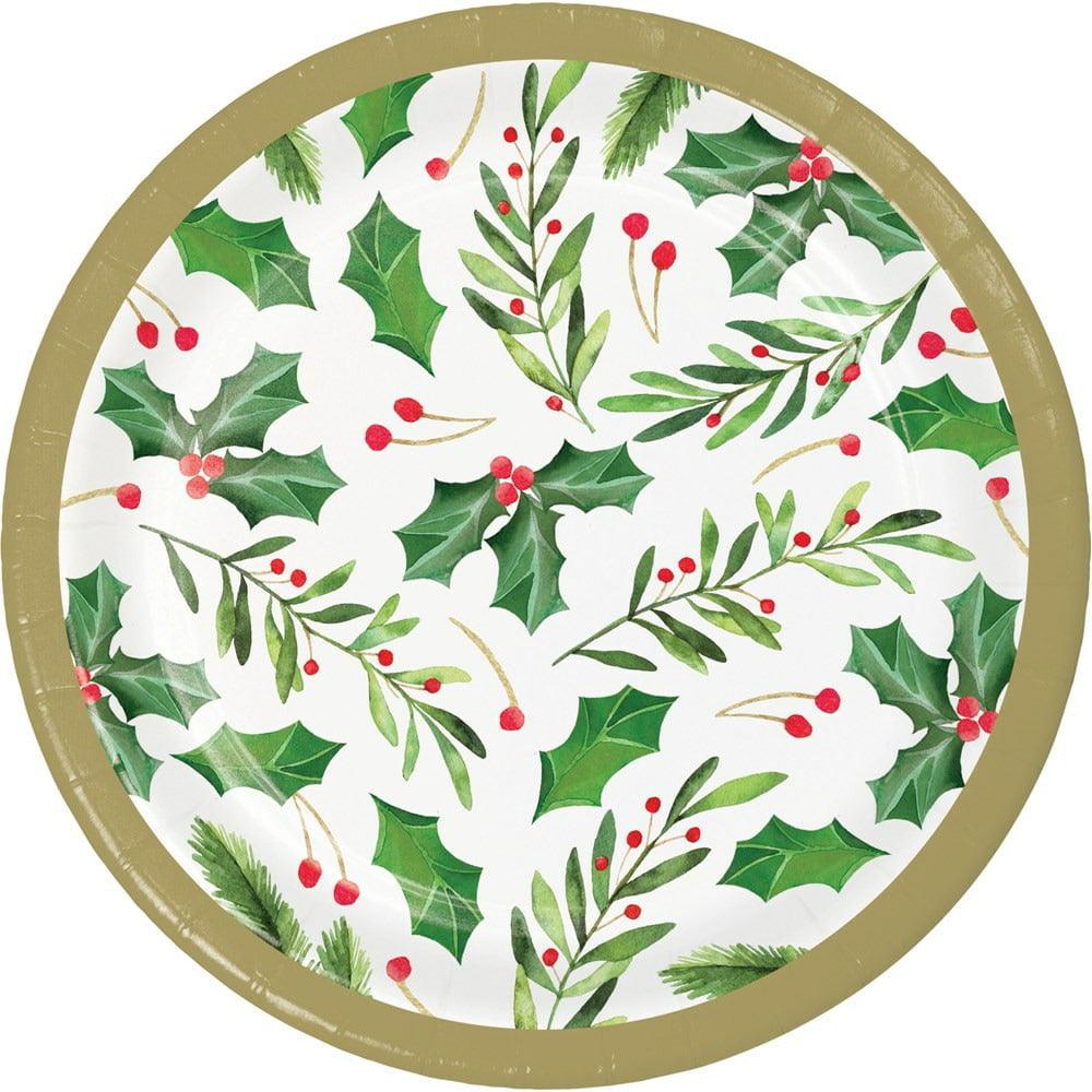 Traditional Holly Luncheon Plate 8ct - Toy World Inc