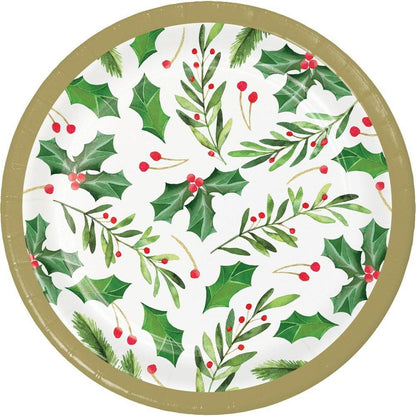 Traditional Holly Luncheon Plate 8ct - Toy World Inc